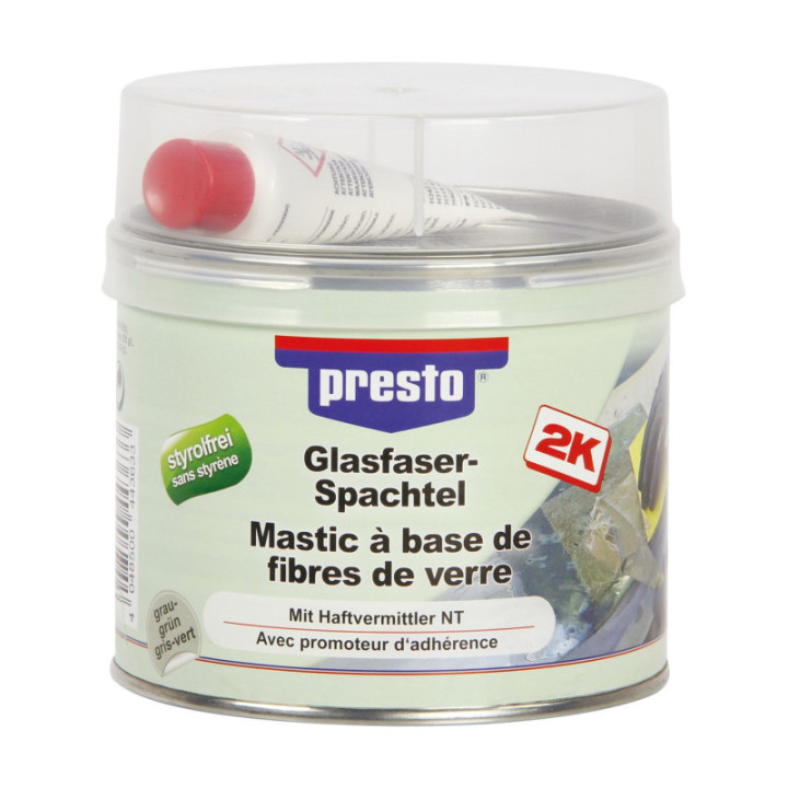 Mastic de réparation à base de fibres de verre - Pour le bois métal plastique - 1kg - Presto