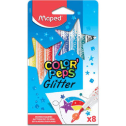 8 feutres de coloriage - Encre à paillettes - Assortiment - Color'Peps Glitter - Maped