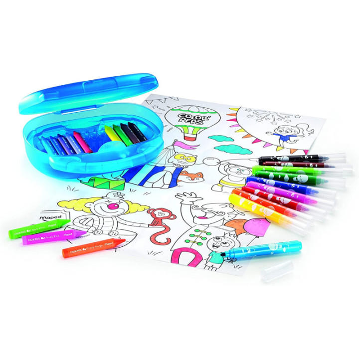 Mallette de coloriage - Feutres - Crayons de cire - Pour enfant - Color'Peps - Maped
