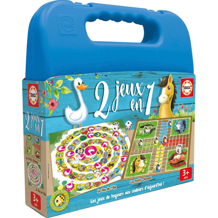 Mallette de jeux de société - Jeu de l'oie - Petits chevaux - Dès 3 ans