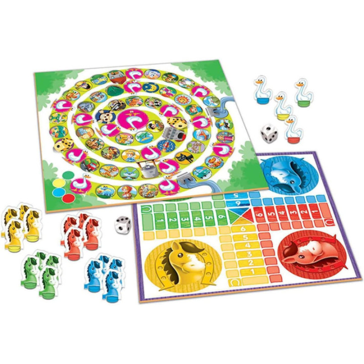 Mallette de jeux de société - Jeu de l'oie - Petits chevaux - Dès 3 ans
