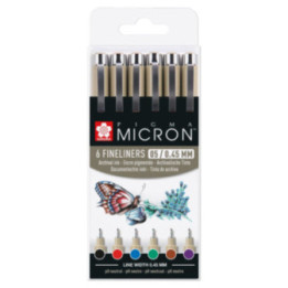 6 feutres - 0,45mm - Dessin - Esquisse - Manga - Plusieurs couleurs - Sakura - Pigma Micron