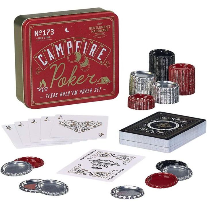 Jeu de poker - 52 cartes - 120 jetons de poker en métal - Etanche - Boîte métal