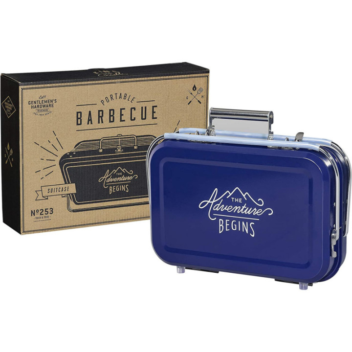 Barbecue portable - Pour pique-nique camping - Bleu - Acier inoxydable
