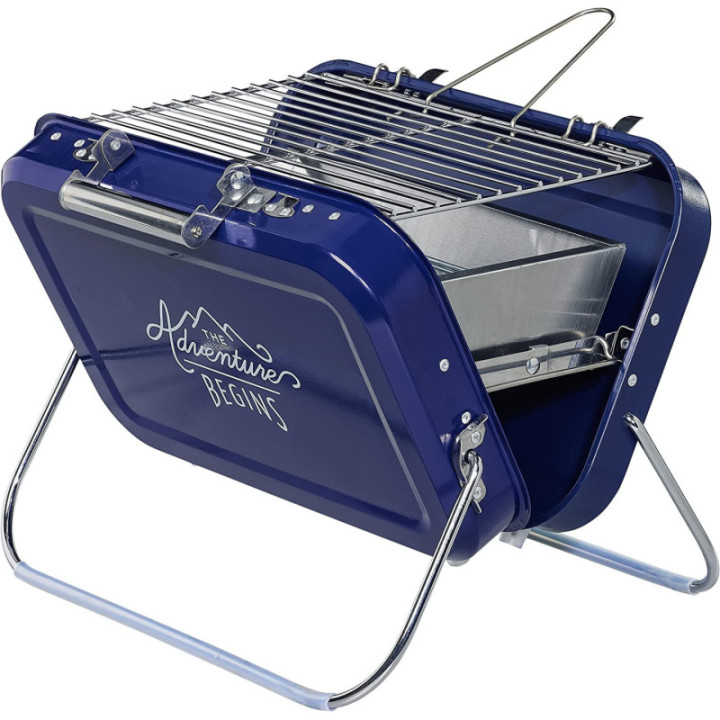 Barbecue portable - Pour pique-nique camping - Bleu - Acier inoxydable