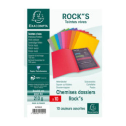 Paquet De 10 Chemises Rock''S 210 - 24X32Cm - Couleurs Assorties Exacompta 217001E