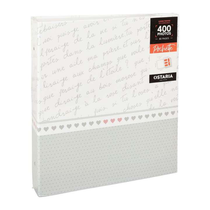 Album photos - 33x38 cm - 400 pochettes - 80 pages - Rechargeable - Couverture coeur