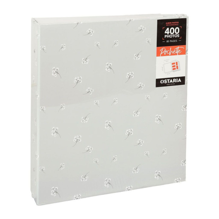 Album photos - 33x38 cm - 400 pochettes - 80 pages - Rechargeable - Couverture fleurs