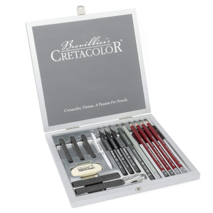 Coffret - Crayons graphite - Beaux-arts - Esquisse - Dessin - 17 pièces - Cretacolor