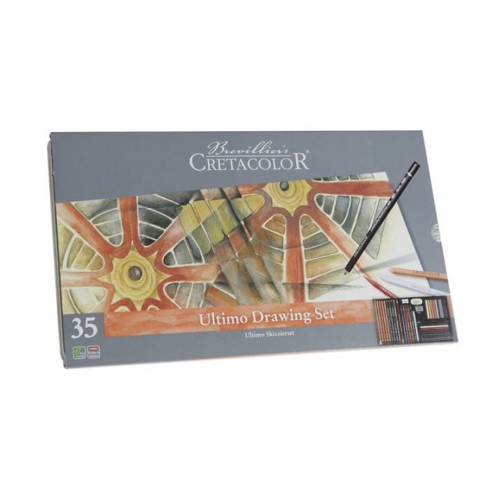 Boîte métal - Crayons - Beaux-arts - Esquisse - Dessin - Portrait - 35 pièces - Cretacolor