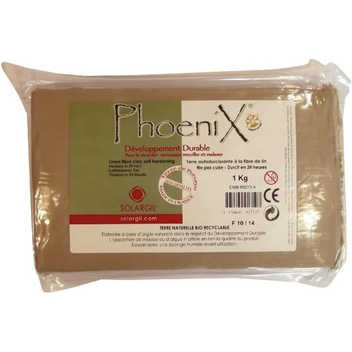 Terre - Pâte - Autodurcissante - Fibre de lin - Phoenix - Solargil - 1kg