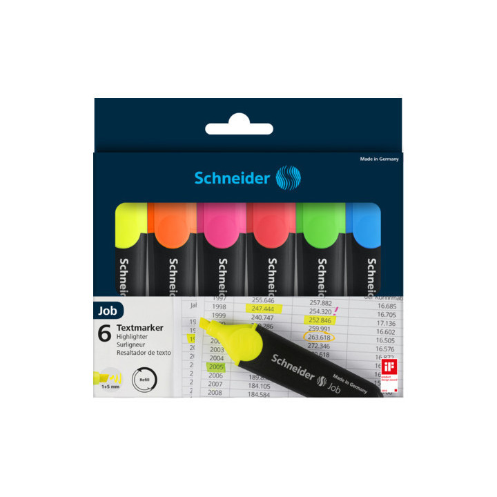 Etui De 6 Surligneurs - Job - Assortiment - Schneider