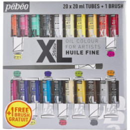 Peinture à l'huile - Fine - 20 tubes de 20 ml + 1 pinceau - Pébéo Studio XL