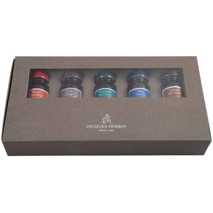 5 flacon d'encre pour calligraphie - Les encres 1670 - Herbin - Assortiment