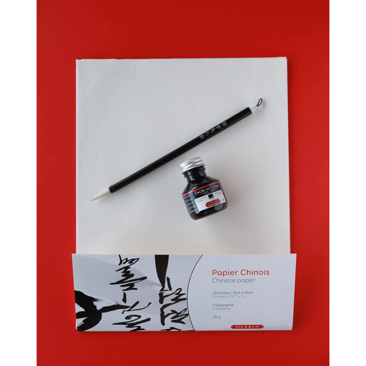 Papier chinois - Calligraphie - 26,5x33cm - 25 feuilles - 30g - Herbin