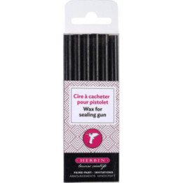 6 bâtons de cire à cacheter pour pistolet à cire - Noir - Herbin