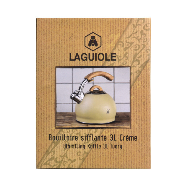 Bouilloire sifflante beige Laguiole capacité de 3L