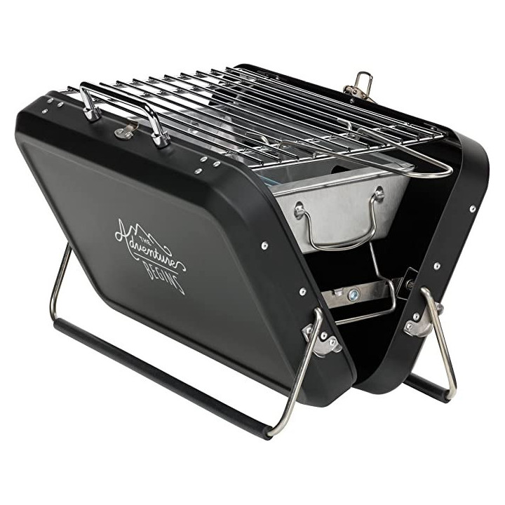 Barbecue portable - Pour pique-nique camping - Noir - Acier inoxydable