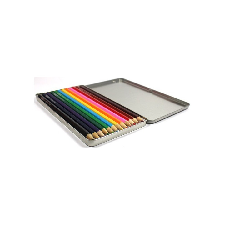 Boîte Métal De 12 Crayons De Couleur 18Cm Ulmann