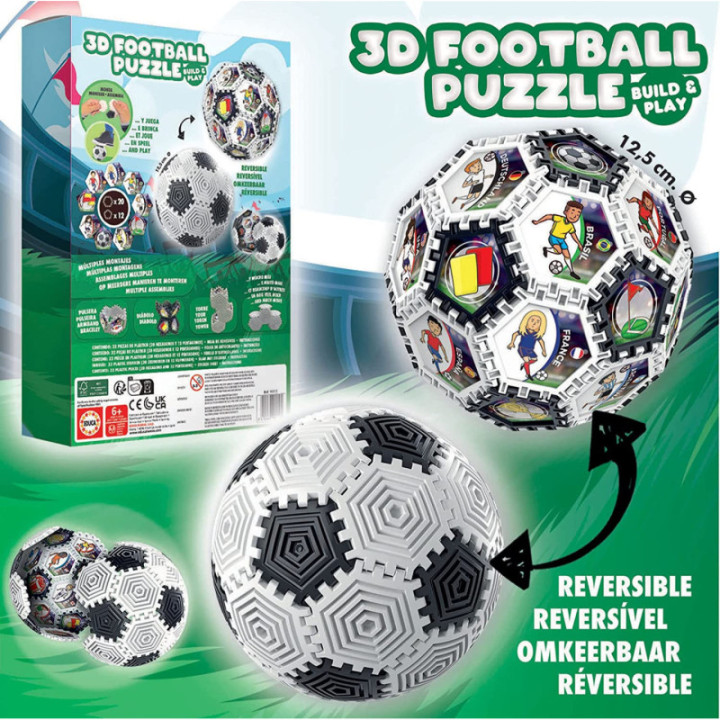 Puzzle 3D - Ballon de foot - 32 pièces - Sphère - Dès 6 ans - Educa