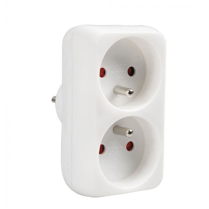Multiprises murale - Bloc de 2 prises électriques - Sans fil - Avec protection enfant
