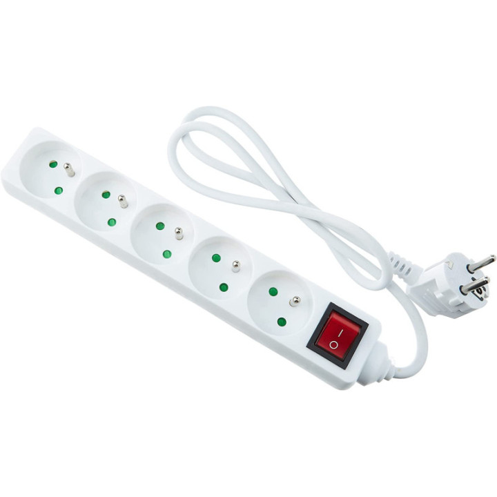 Multiprises - Rallonge - Bloc de 5 prises électriques - Avec interrupteur