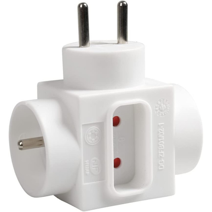 Multiprises murale - Bloc de 3 prises électriques - Sans fil - Avec protection enfant