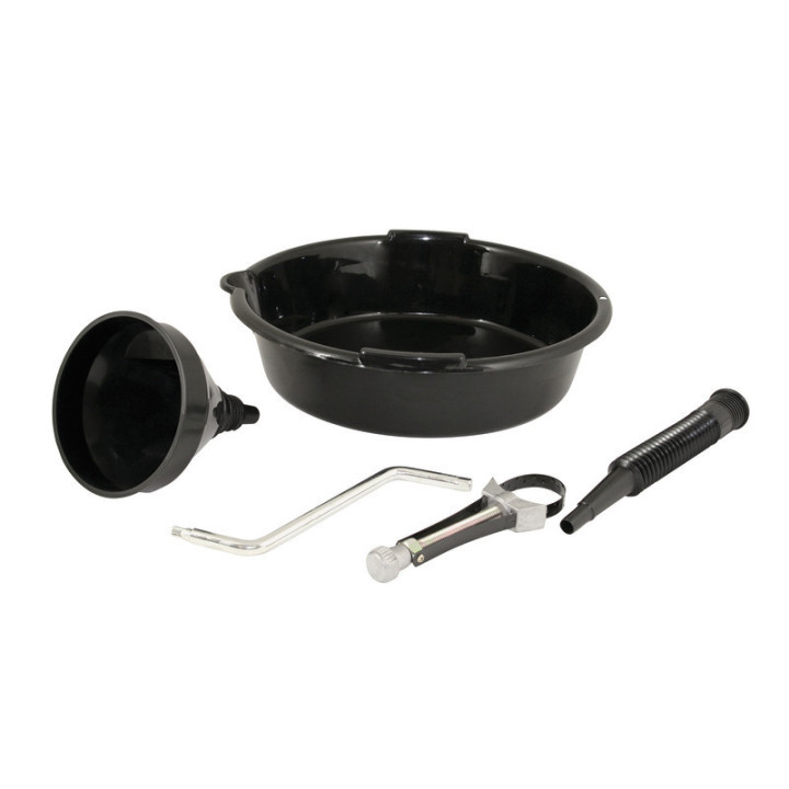 Kit de vidange - Bassine - Clé à vidange - Clé à filtre à ruban - Entonnoir