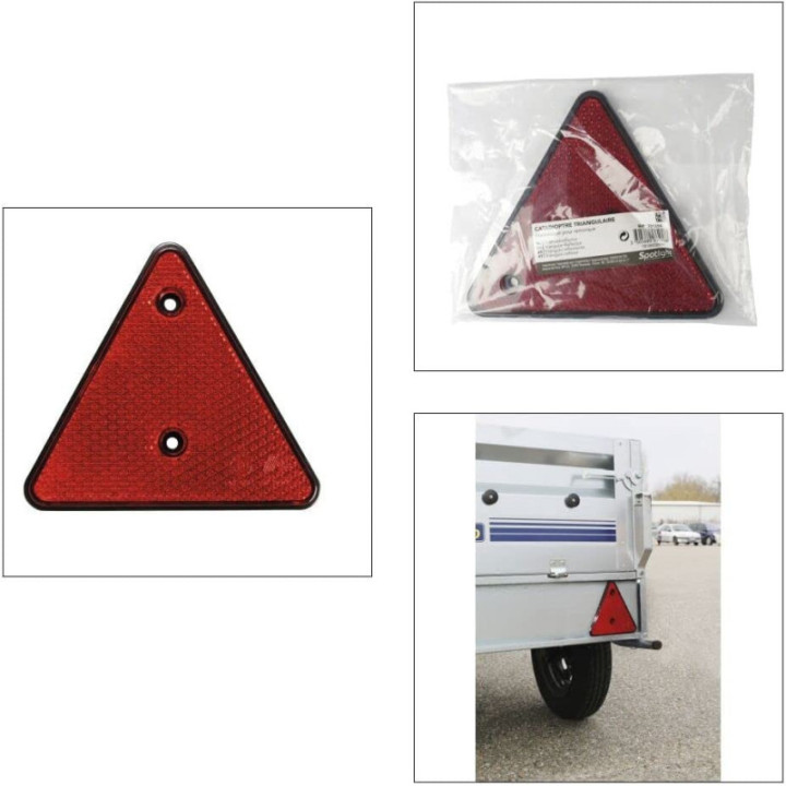 Triangle de signalisation pour remorque - Réflecteur rouge - A fixer