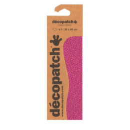 3 feuilles de papier Décopatch 30 x 40 cm rose foncé fuchsia fleurs