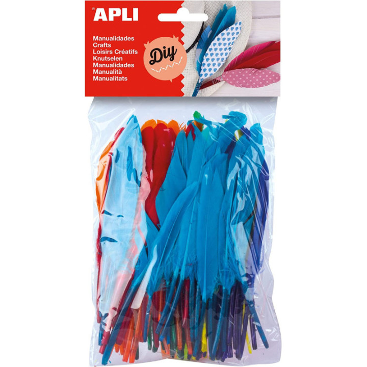 Plumes - Décoratives - Assortiment de couleur - Loisirs créatifs - 100 unités