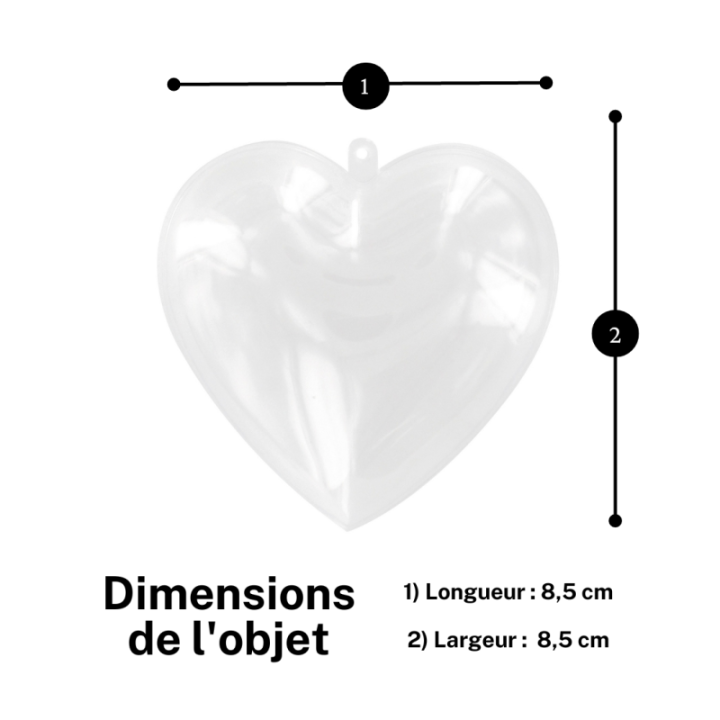 Cœur en plastique transparent - A remplir et personnaliser - 8,5x8,5 cm