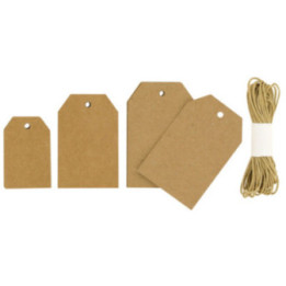 Etiquettes en kraft - Pour cadeaux - Avec ficelle - Personnalisable - Plusieurs tailles