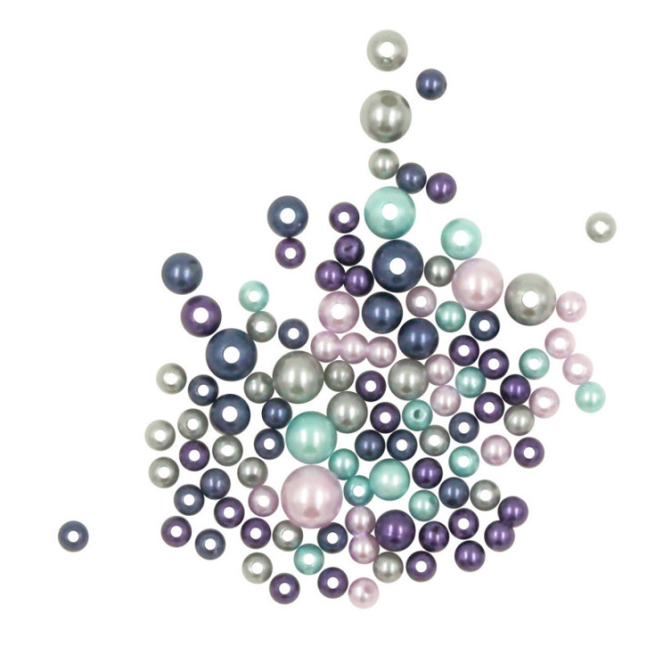 Perles nacrées - Violet - Bleu - Argent - Bijoux bracelets colliers - 550 perles