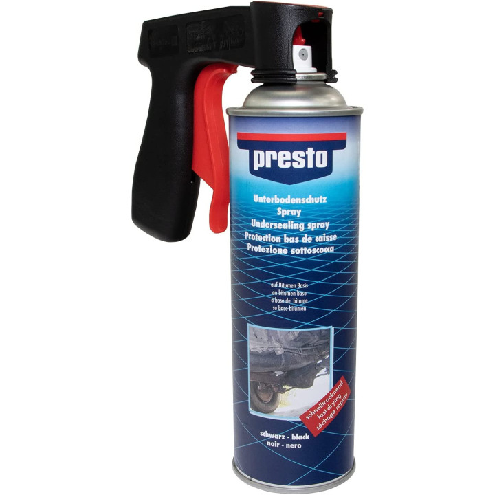 Bombe de protection bas de caisse - 500 ml - Presto + pistolet professionnel pour bombe de peinture