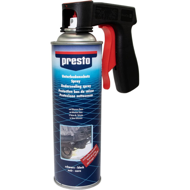 Bombe de protection bas de caisse - 500 ml - Presto + pistolet professionnel pour bombe de peinture