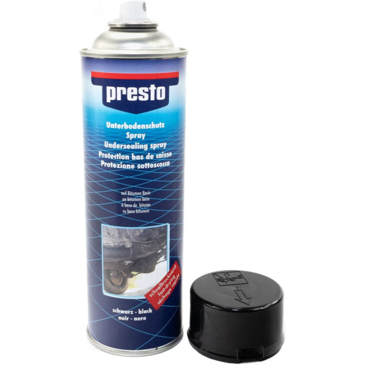 Bombe de protection bas de caisse - 500 ml - Presto + pistolet professionnel pour bombe de peinture