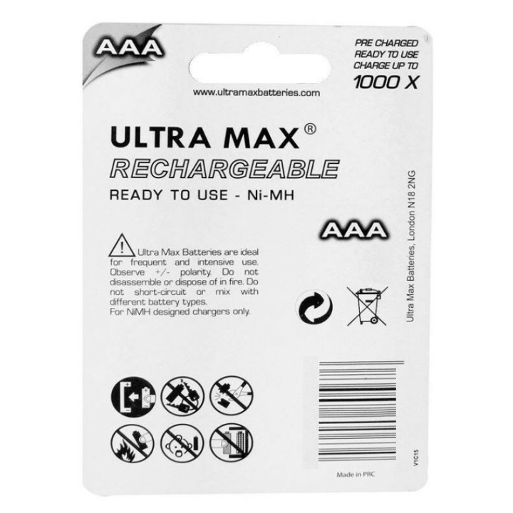 PILES RECHARGEABLES LR03 X4 - ULTRA MAX