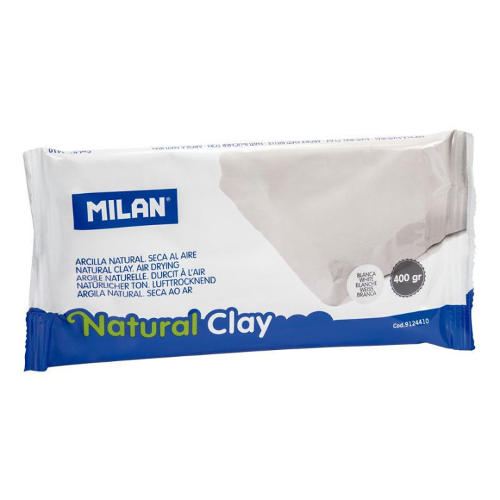 Argile - Blanche - Naturelle - Durcit à l'air - Bloc de 400g - Milan