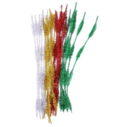 Chenilles - Loisirs créatifs - Argent - Or - Vert - Rouge - 30 cm longueur