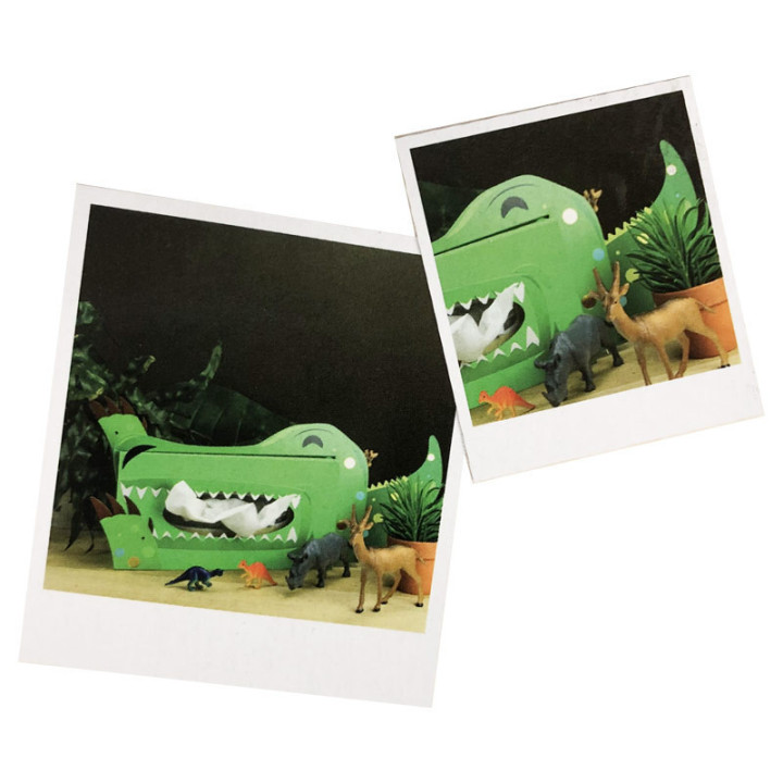 Kit pour décorer une boîte à mouchoirs - Dinosaure - 7 pièces en carton