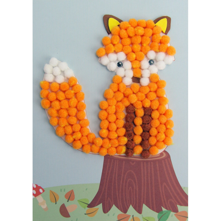 Tableau en pompons - Activité pour enfant - Renard