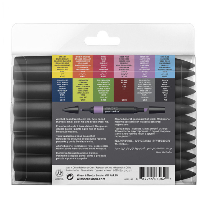Feutres - Promarker - 12 couleurs - Winsor et Newton - Dessin - Illustration