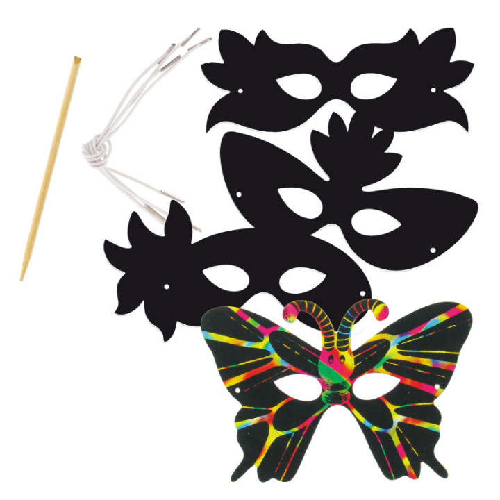 Masques de carnaval - A gratter et colorier - 22 x 15 cm - 4 modèles