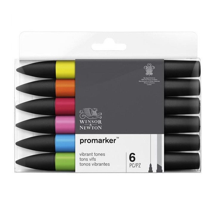 Feutres - Promarker - 6 couleurs vives - Winsor et Newton - Dessin - Illustration