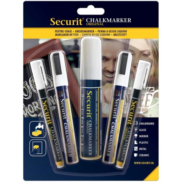 Lot De 5 Marqueurs Craie Blanc - Securit