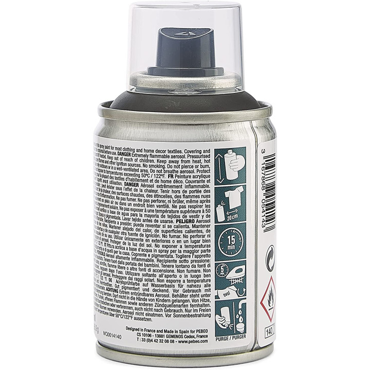 Bombe de peinture - Tissus - Textile - Noir - Sans solvant - Pébéo - 100ml