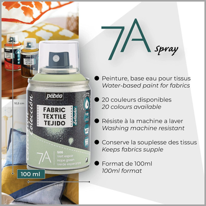 Bombe de peinture - Tissus - Textile - Noir - Sans solvant - Pébéo - 100ml