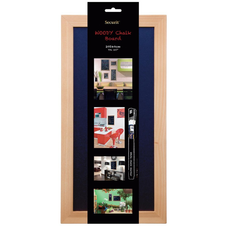 Tableau Ardoise Noire Gamme Woody 20X40 Cm + 1 Feutre-Craie Offert - Securit