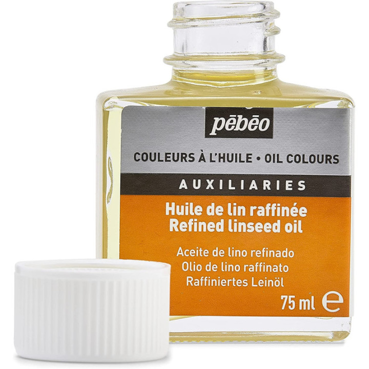 Huile de lin - Peinture à l'huile raffinée - Diluant - Pébéo - Flacon de 75ml
